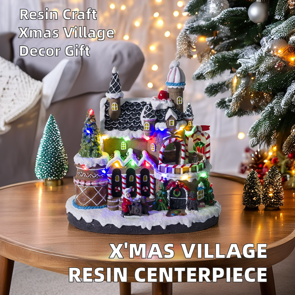 Maison de pain d'épice de résine avec les gingers mobiles