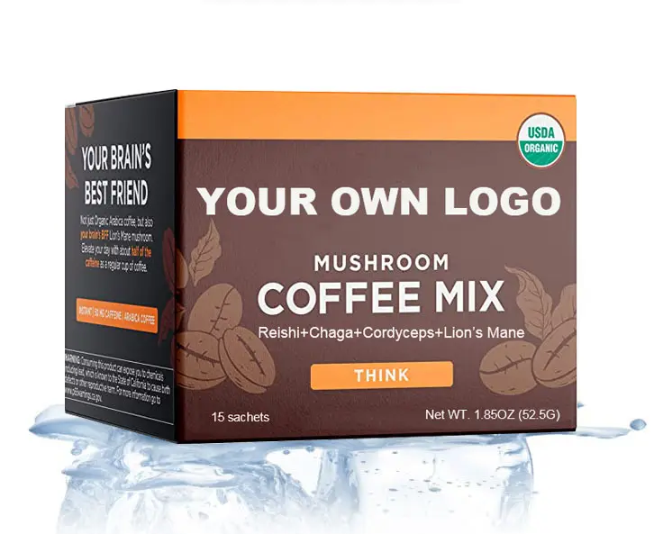 2024 nuovo prodotto chicchi di caffè verde caffè in polvere fungo Congelamento scatola naturale confezione caffè istantaneo smagliatura crema amara