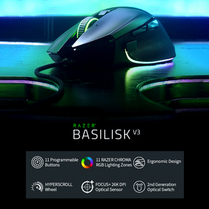 Razer basilisk ดั้งเดิม V3เมาส์สำหรับเล่นเกม RGB 3D แบบมีสายสามารถตั้งโปรแกรมได้26000 dpi 11 - Product Image 6