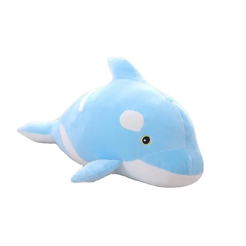 A buon mercato blu grande cuscino morbido cartone animato produttori Logo personalizzato all'ingrosso carino balena farcito peluche per i bambini