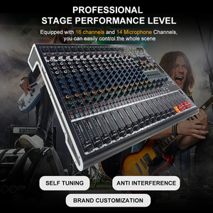 Mezcladores de sistema de sonido de música completa personalizados Control de consola con 14 entradas de micrófono 16 canales De mezclador Audio profesional