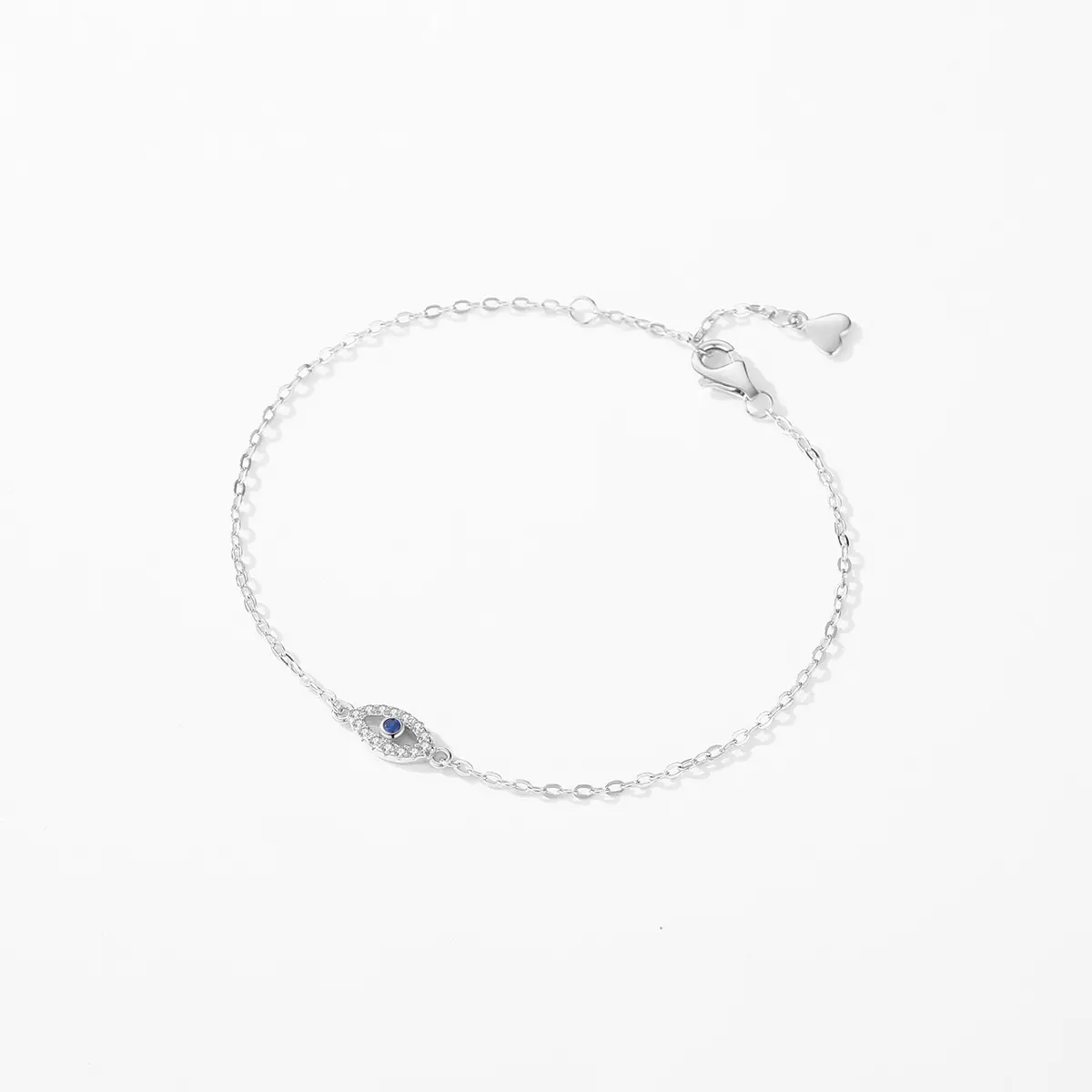 Bracciale in argento Sterling con zircone 925 placcato oro blu malocchio geometrico Unisex regolabile