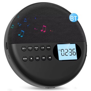 便携式BT光盘播放器内置扬声器立体声液晶显示器Wakman MP3播放器可充电光盘播放器支持光盘USB辅助输入 - Product Image 1