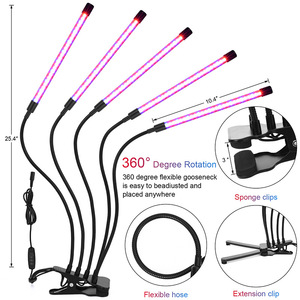 ไฟ LED ปลูกพืชในอาคาร2หัวชาร์จ USB โคมไฟแบบคลิปออน3โหมดพร้อมบานสีฟ้าแดงสำหรับสวนอัจฉริยะ - Product Image 3
