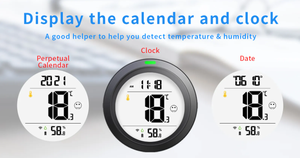 Smart Home 3-en-1 Wireless IR Control remoto Termostato digital y sensor de humedad con pantalla LCD Higrómetro de plástico - Product Image 2