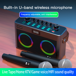 Mini altavoz de karaoke para exteriores con luces LED Tarjeta de sonido inalámbrica Conexión BT para fiestas 30W Salida de potencia Funciona con pilas - Product Image 5