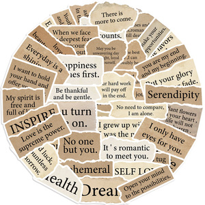 50PCS Vintage Yellowing Philosophical Phrase Torn Inspirational Sticker