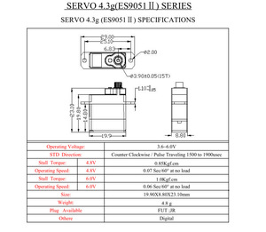 EMAX ES9051 4.3g dijital Servo mikro RC Servo için kapalı 3D F3P sabit kanat uçak Robot kök oyuncak plastik dişli 0.8kg tork - Product Image 2