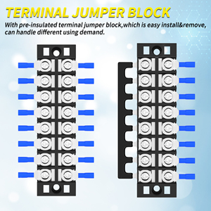 25A 600V Bloques de terminales de 8 posiciones Tornillo de bloque de terminales de doble fila Barra de bus de bloque de terminales de 8 vías con cubierta - Product Image 4