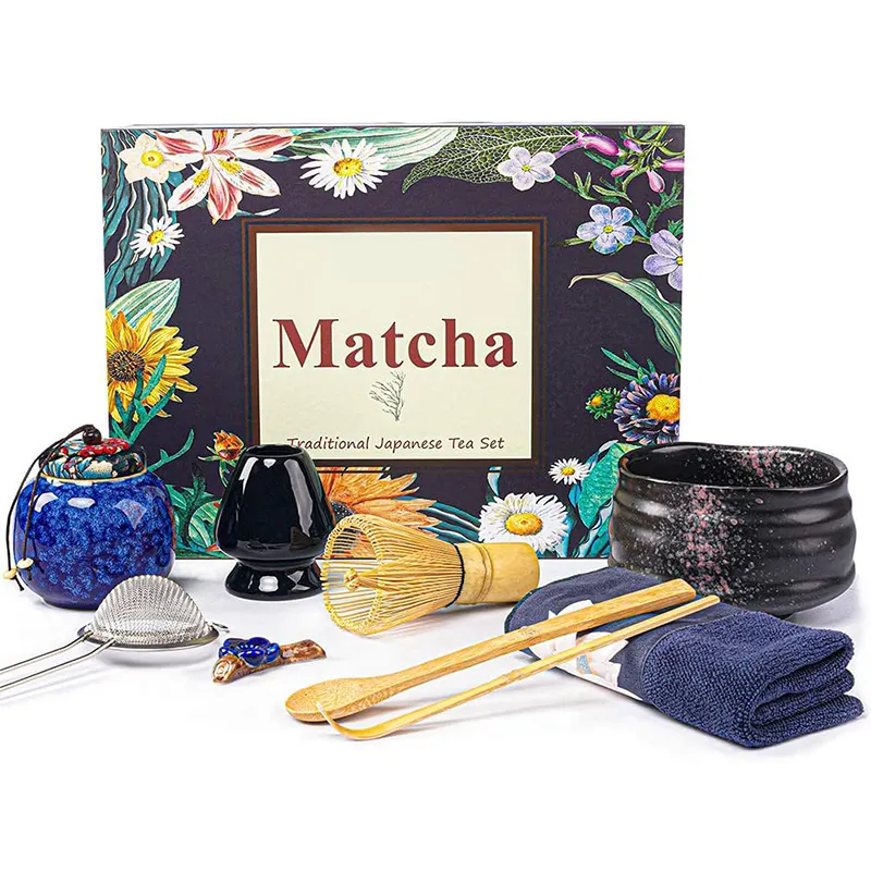 Newell batedor de chá japonês vários tipos, matcha, ferramentas de preparação personalizada, impressa, caixa de presente, conjunto de matcha de chá