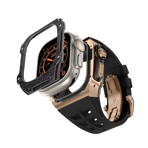 Luxury Modification Carbon Fiber Titanium Case Flourorubber Watch Band for Apple Watch <strong>Ultra</strong> <strong>2</strong> 49MM Modification Case <strong>Kit</strong> Strap - Product Image 3