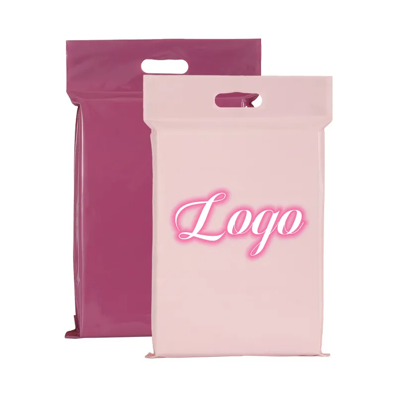 Personnalisé rose poly mailer avec poignée sac d'emballage de courrier violet polymailer personnalisé expédition sacs d'expédition pour vêtements