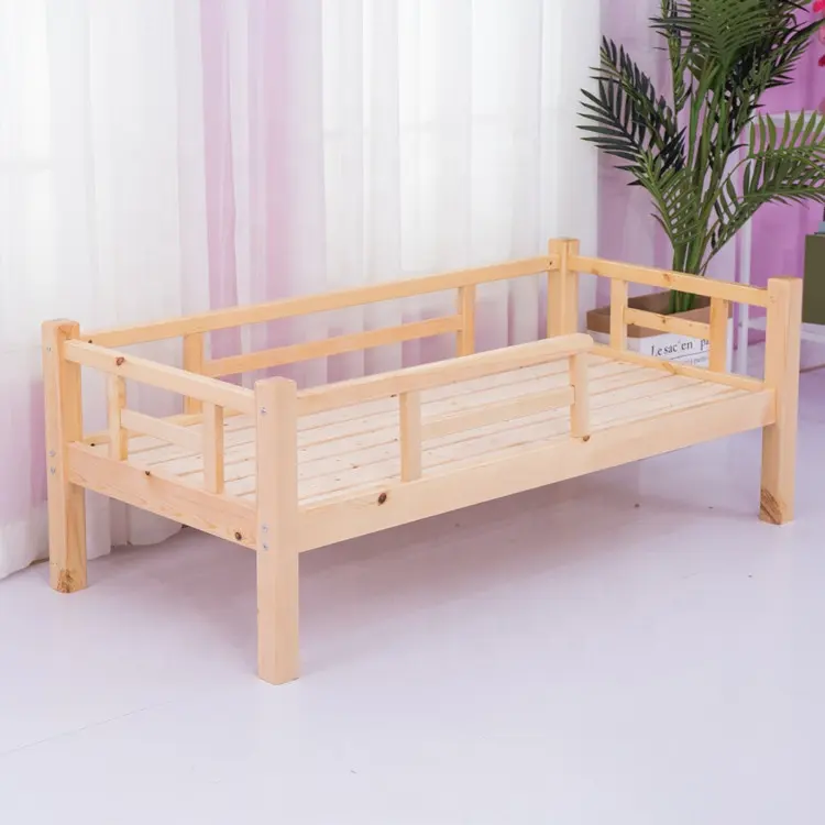 Atacado madeira maciça única cama de casal para crianças crianças descanso cama creche mobiliário crianças cama berço de madeira