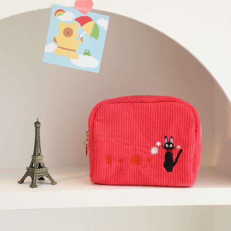 Sac cosmétique rectangulaire chat noir rouge