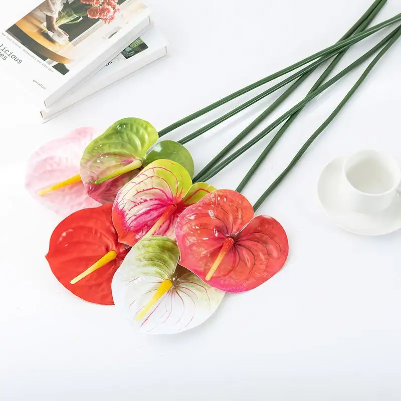 Anthurium mariage fleur artificielle bienvenue route menant mariage fond floral mur scène mise en page accessoires simulation plan vert