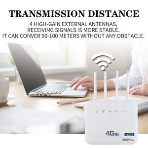 OEM ซิมการ์ดเราเตอร์4G LTE อเนกประสงค์ทั่วโลกของโรงงาน VoLTE 32ผู้ใช้ WiFi6 300Mbps ข้อมูลไฟร์วอลล์ RJ45เสียง RJ11 TR069 WEP - Product Image 2