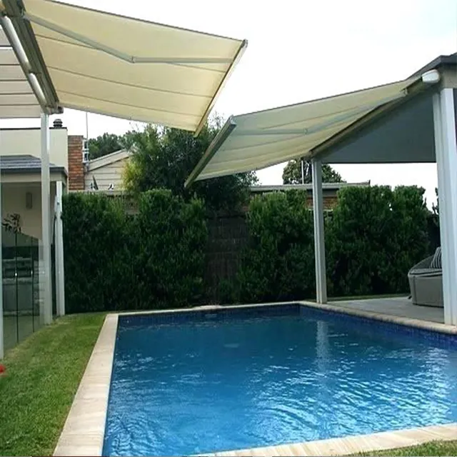 Pool Shade Canopy Retractable Pool cover Swimming Pool polycarbonate awning