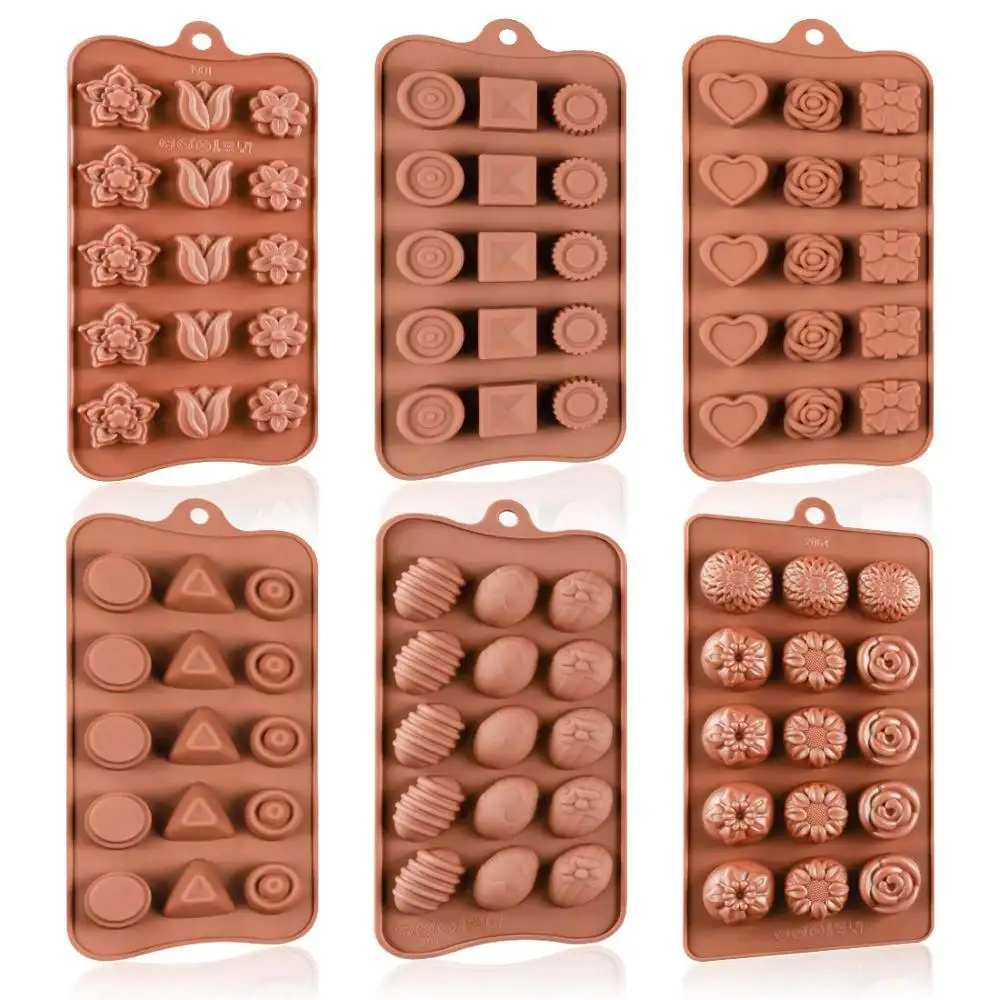 Moldes de silicone para doces, moldes de silicone para doces e chocolate antiaderentes-19 formatos, sem bpa, para natal