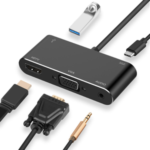 5 in 1 USB-C集线器HDMI VGA 3.5音频AUX usbC充电USB 3.0 4K HDMI适用于笔记本电脑跨国适配 - Product Image 6