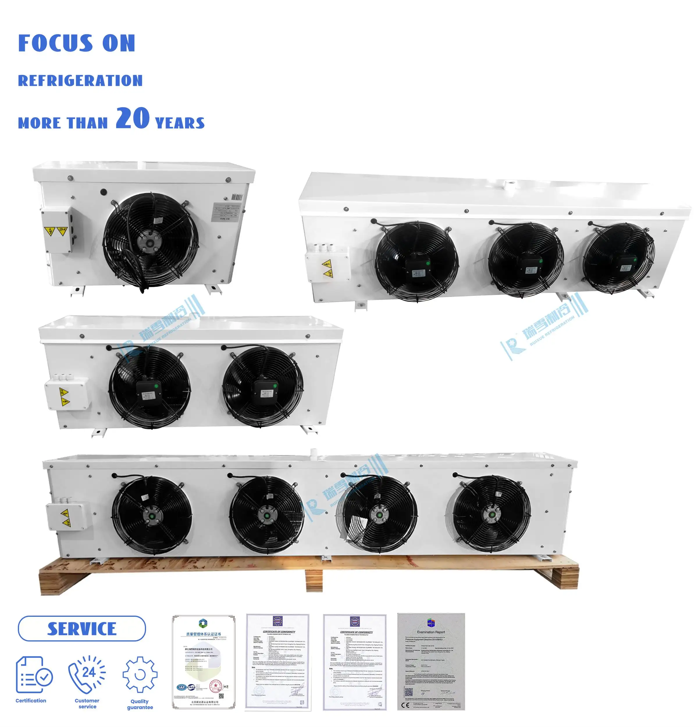 Soğuk oda için yüksek performanslı düşük gürültü ünitesi soğutucu hava soğutmalı evaporatör