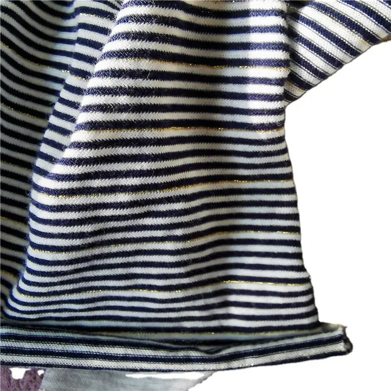 130gsm Lurex Cotton Stripe S Z Twist Cotton Single Jersey Fabric