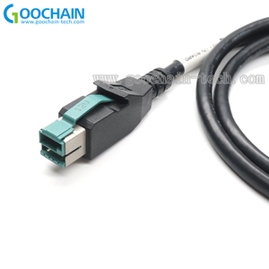 Özelleştirilmiş 2in1 12V Powered USB 90 derece USB B erkek ve POS sistemi için 2 Pin Terminal kablosu tarayıcı - Product Image 2