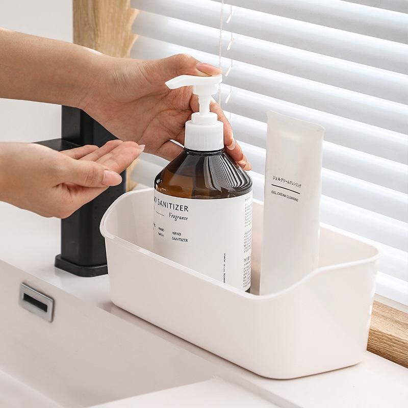 Large Multifunctional Plastic Sink Caddy with Drain Tray Modern Kitchen and Bathroom Organizer Rack for Countertop Sink Storage