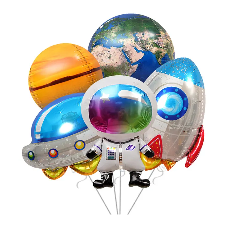 맞춤형 5 pcs 만화 우주 비행사 로켓 지구 우주선 행성 우주 테마 ballon 풍선