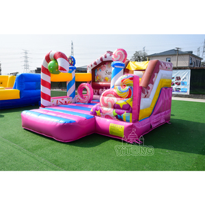 Thương mại <span class=keywords><strong>Inflatable</strong></span> Bouncer chất lượng tốt kẹo màu hồng <span class=keywords><strong>Inflatable</strong></span> lâu đài bouncy với trượt Combo ngoài trời trẻ em cho bên cho thuê - Product Image 2