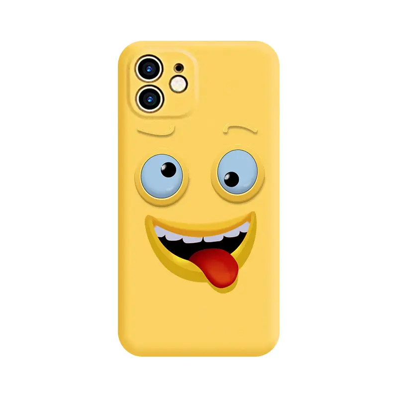 Capa de couro para celular com emoticons engraçados para iPhone11 12 13 14 15Pro Max