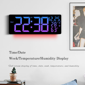 RGB Farbwechsel LED Digitaler Wecker mit Temperatur Luft feuchtigkeit Fernbedienung Timer Wanduhren für Hotel - Product Image 4