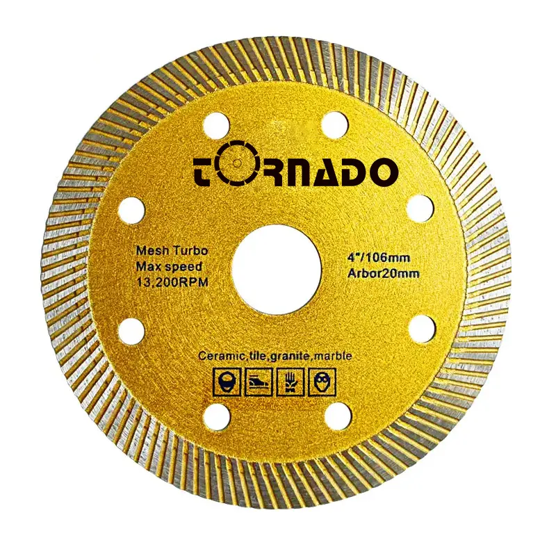 Venta directa de fábrica 4 pulgadas OEM Turbo Circular Ring Golden Super Thin disco de corte porcelana cerámica mármol azulejo hoja de sierra