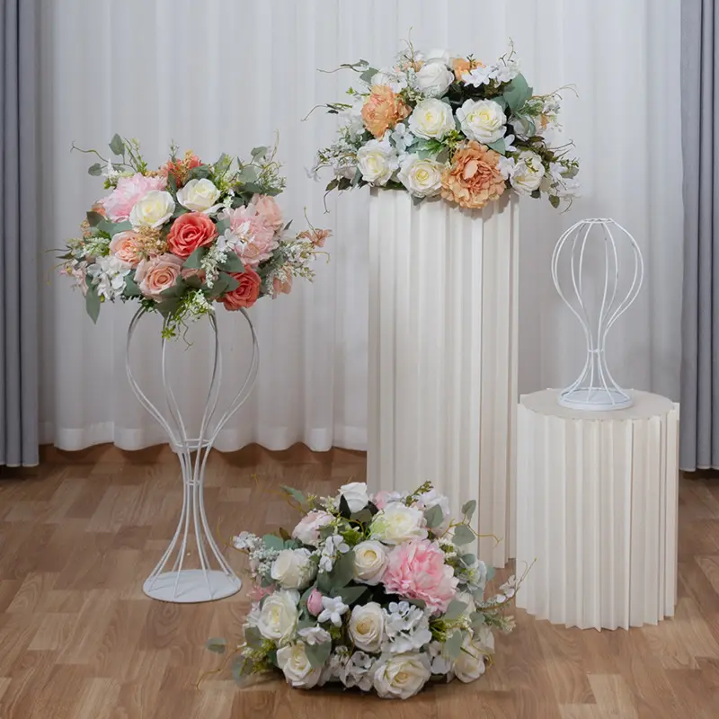 Suporte de flores em acrílico para mesa de cristal, suporte alto floral para decoração de casamentos, 50 cm