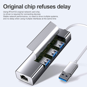 USB3.0 to Gigabit <strong>Network</strong> Card <strong>Adapter</strong> with 3-Port HUB Expansion RJ45 Cable <strong>Adapter</strong> 1000M Plug Play USB C SD Interface in Stock! - Product Image 4