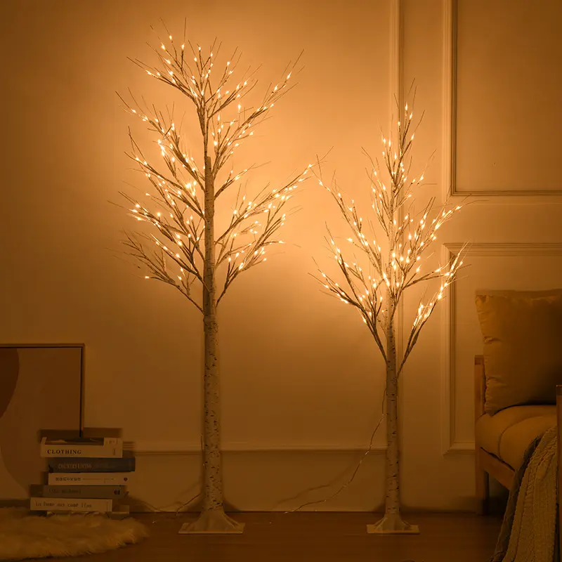 Venta caliente 0,6 M 1,2 M 1,5 M 1,8 M USB Powered Christmas LED Birch Tree Light Emulational Tree Night Light