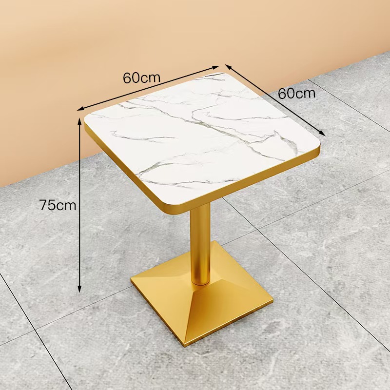 Patrón de piedra borde de oro mesa cuadrada