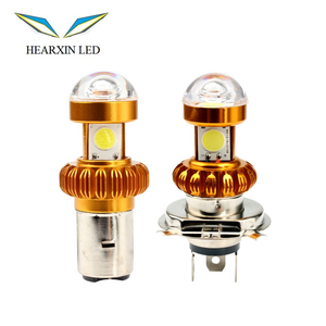 新しいBA20Dモーターサイクル<span class=keywords><strong>LED</strong></span>ヘッドライト電球H4バイクスクーターヘッドライト電球3COB65000KハイパワーHi/Loビーム