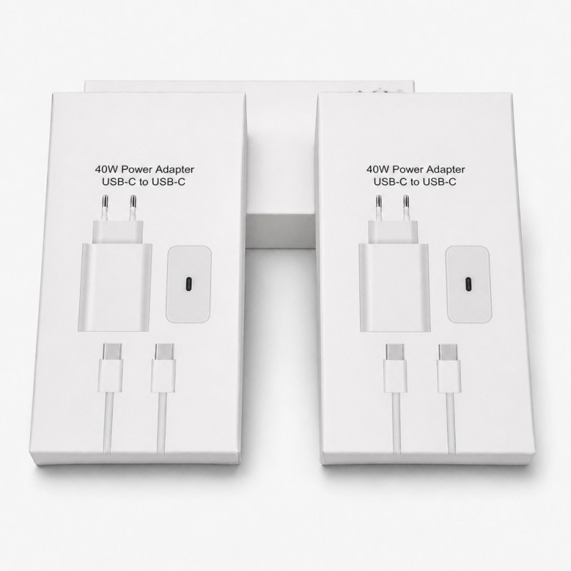 Cargador y cable blanco de 40W