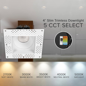 Trimless Ultra-Thin Recessed Anti-Glare <strong>LED</strong> Downlight 5 Color Temperature Selectable Dimmable <strong>90</strong> <strong>CRI</strong> 5 CCT Square Slim J-Box - Product Image 6