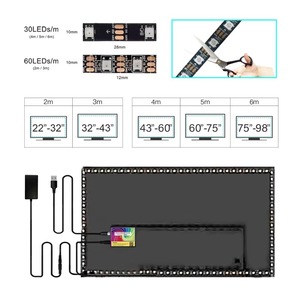 BPSK2 5V Sync usb'li şerit LED işık rüya renk ortam TV kiti RGB için masaüstü bilgisayar ekran arka plan aydınlatması 2M 3M 4M 5M 6M 15 80 - Product Image 5