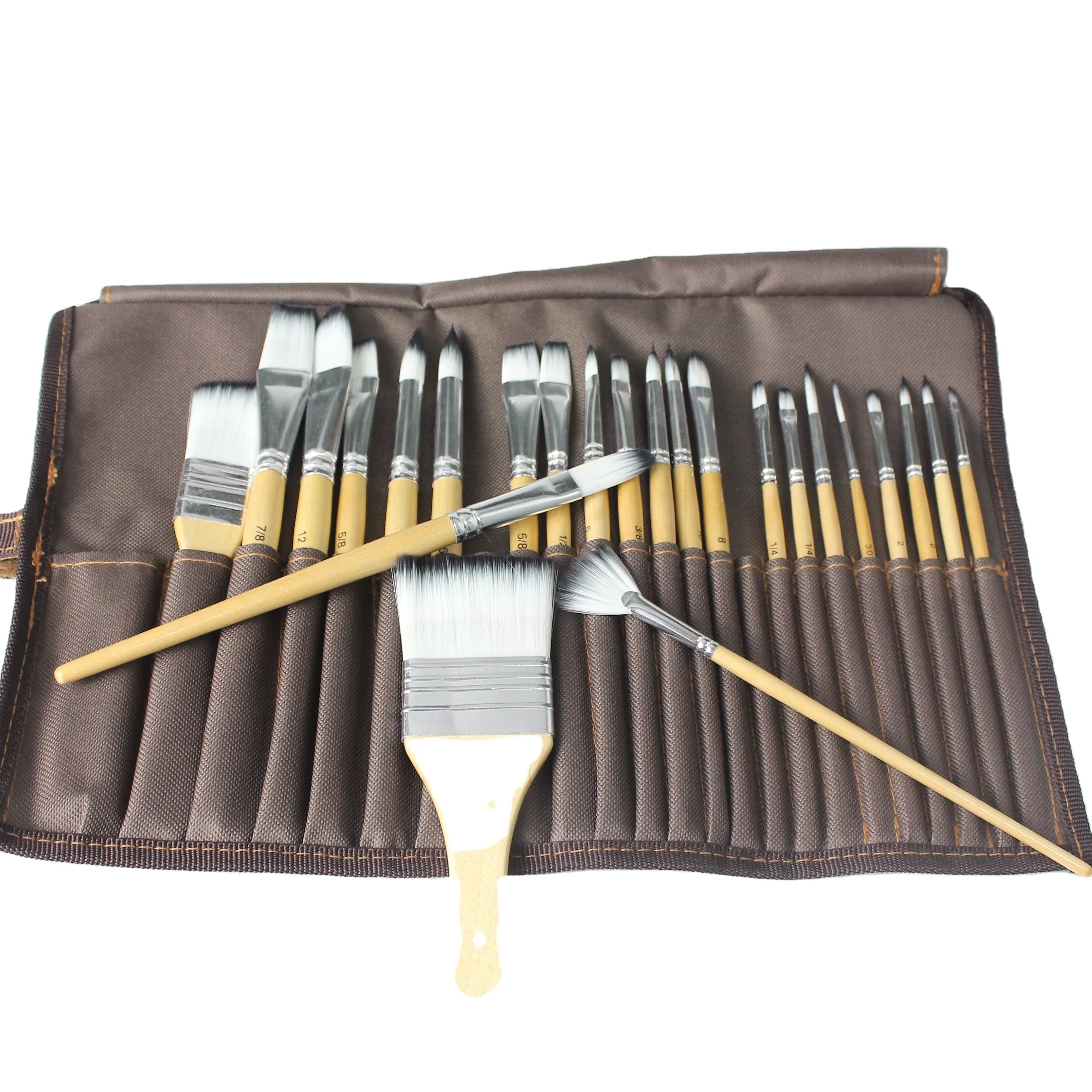 2021 New Professional 24pcs Paint Brush Set Round Pointed Tip Nylon Hair Artist Acrylic Paint Brush for Watercolor Oil Painting