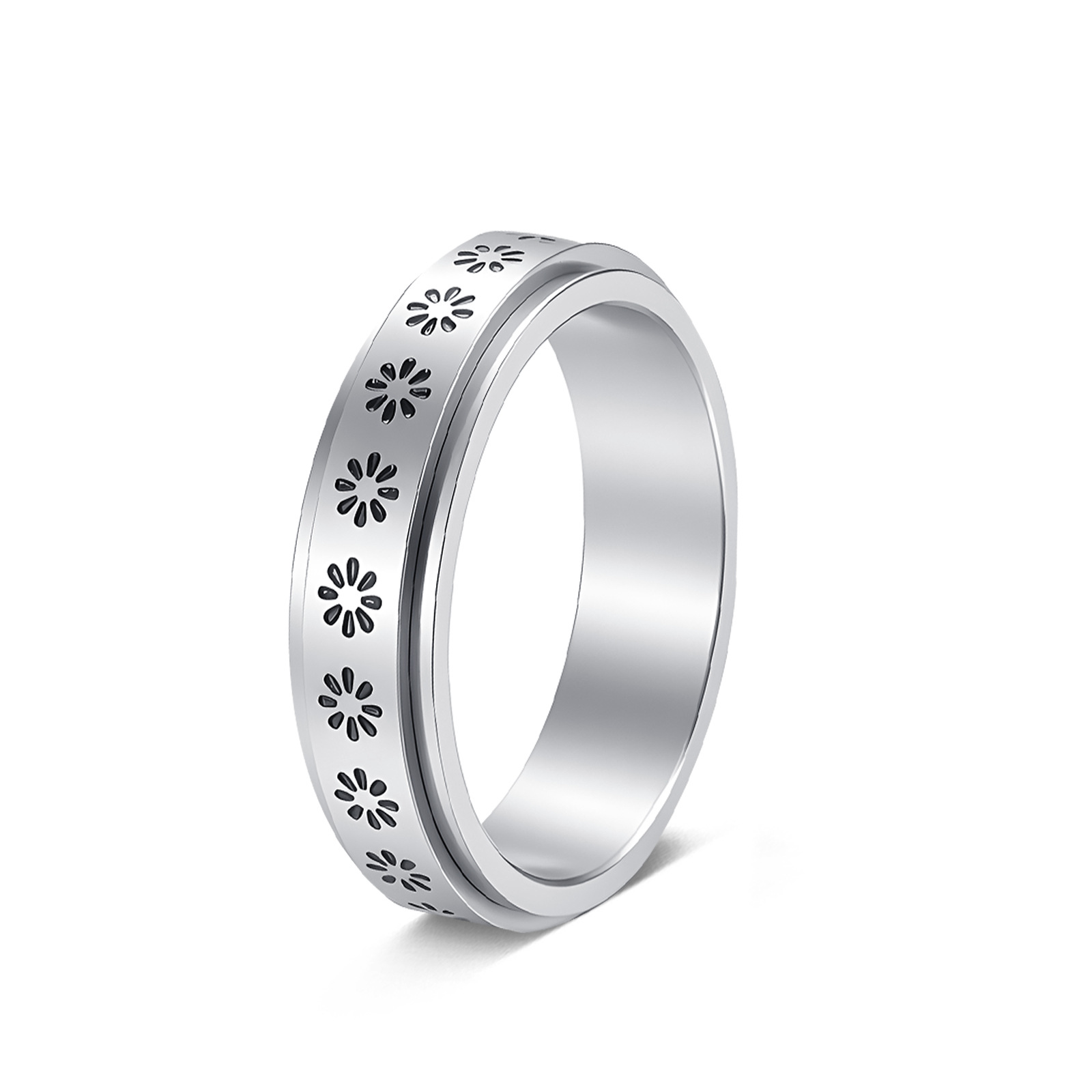 Argent et noir avec de petites fleurs