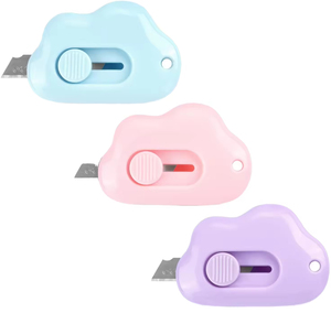 Adorable Tiny Cloud Retractable Paper <strong>Cutter</strong> Art Knife <strong>Cutters</strong> Letter Opener for <strong>Key</strong> Chain Pocket Bag DIY Projects for Gift - Product Image 1