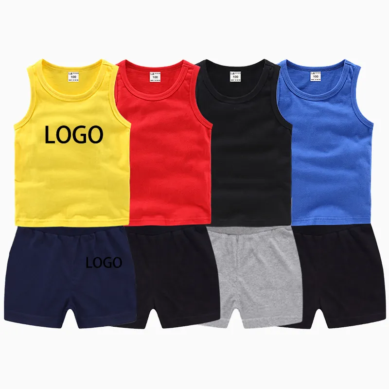 Crianças Conjunto Tanque OEM Crianças Verão Legal Tops E Conjuntos de Roupas Meninos Calções Suor Multi Cores Camisa Top e Shorts Set Crianças