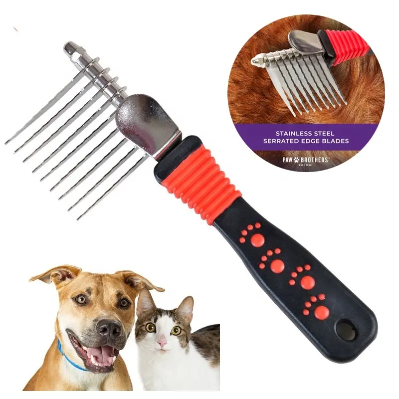 Pet Dematting Fur Rake Pente Escova Ferramenta-Cão e Gato Pente para Detangling Matted ou Knotted Undercoat Cabelo Dog Grooming Brush