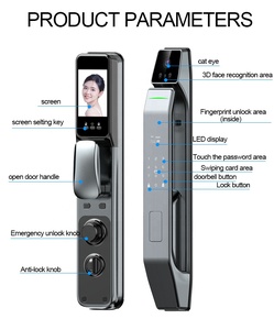 Serratura digitale macchina fotografica Video chiamata impronta di gatto occhi Wifi telefono citofono chiave di sicurezza casa porta intelligente porta porta elettronica - Product Image 5