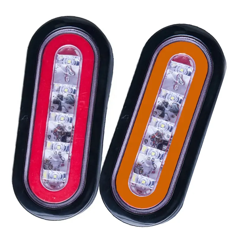 Gran oferta en Chile, Perú, luz trasera LED para remolque de camión, ovalada de 6 ", ámbar rojo y blanco, señal de giro estroboscópica, lámpara de freno de parada Y05 para camion