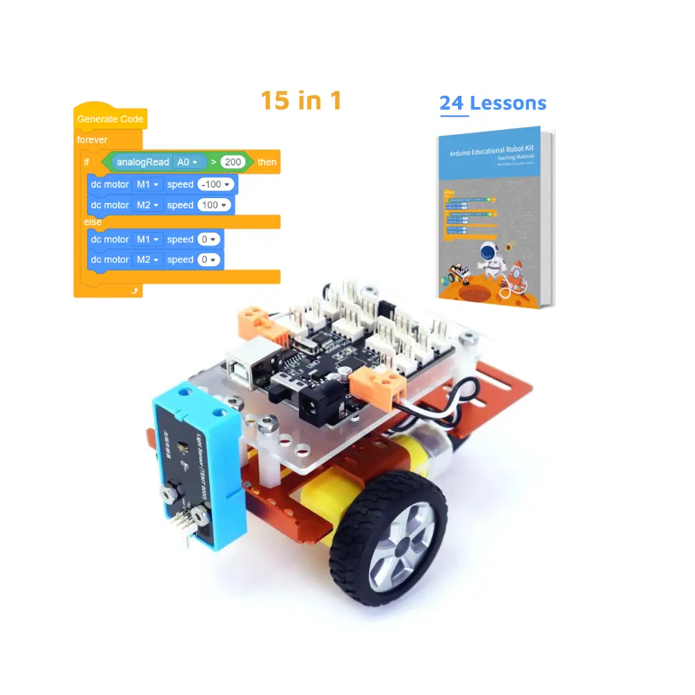 Auto robot elettrica intelligente partrol line ardgono per bambini programmabili educativi stem