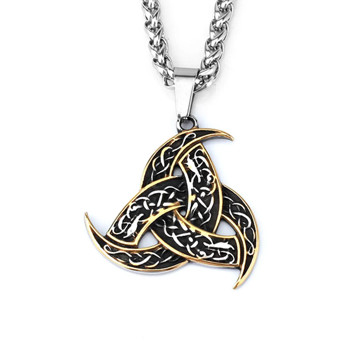 Viking Kell Celtic Knot Rune Anhänger Edelstahl für Herren Amulett Halskette Modekette Punk Männlicher Schmuck Geschenk Anhänger