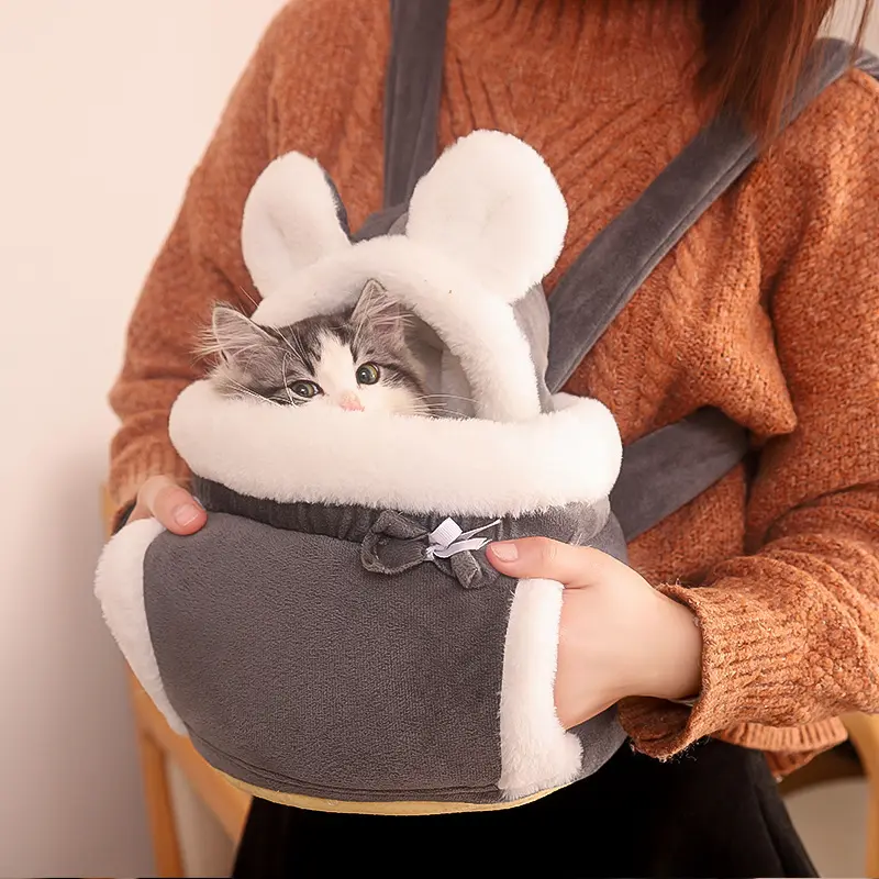 Сумка-переноска для домашних животных, маленький рюкзак для кошек и собак, теплая плюшевая нагрудная сумка для прогулок и путешествий с котенком